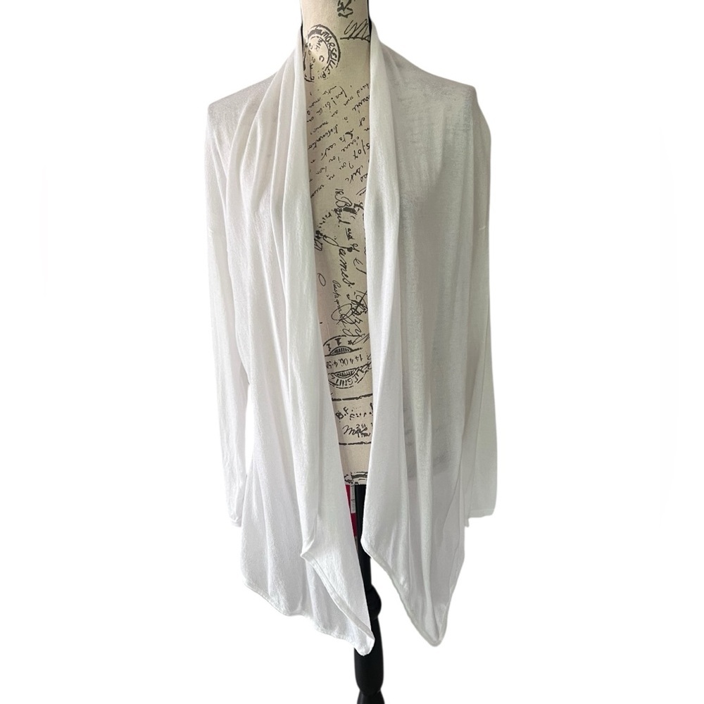 Ann Taylor long open front cardigan - white/cream size M/L